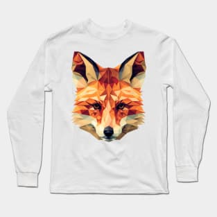 Fox Portrait Geometric Long Sleeve T-Shirt